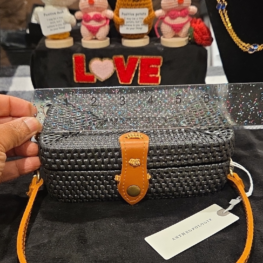 Anthropologie Black and Brown Woven Mini Bag - Picture 3 of 7